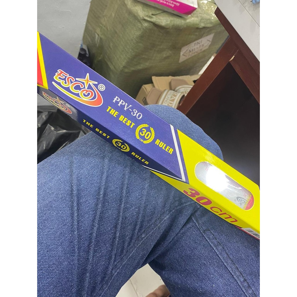 

12 pcs Penggaris 30cm Ruler Plastik Bening Esco 30 cm ATK Grosir