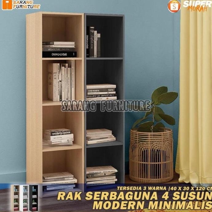 RAK BUKU SERBAGUNA 4 SUSUN LEMARI BUKU RSG 4 SUSUN RAK SERBAGUNA RAK KAYU RAK SUSUN RAK MURAH
