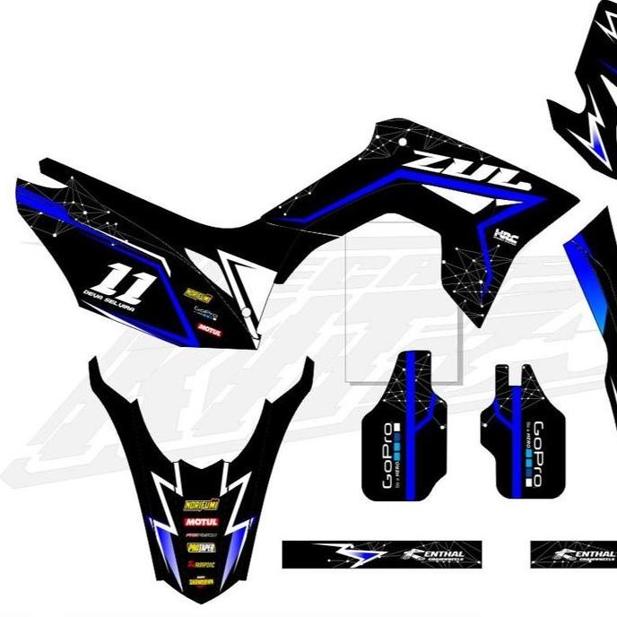Decal Crf 150L hitam Biru Stiker crf 150 supermoto keren full body