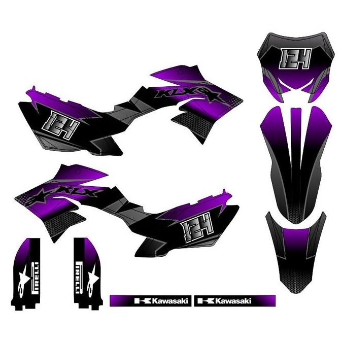 decal sticker striping KLX New dtracker Motif Hitam Abu Abu D-A4-404
