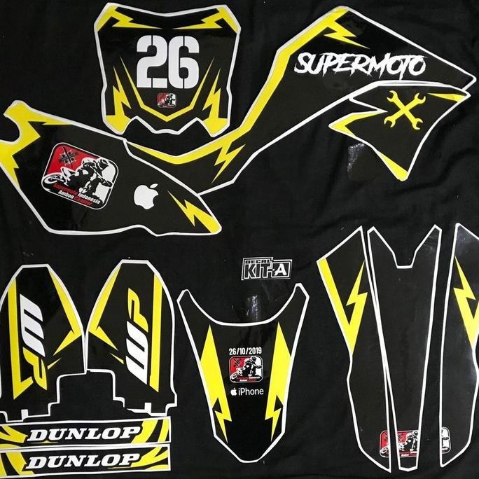 Decal stiker motor dtracker 150 putih kuning hitam supermoto