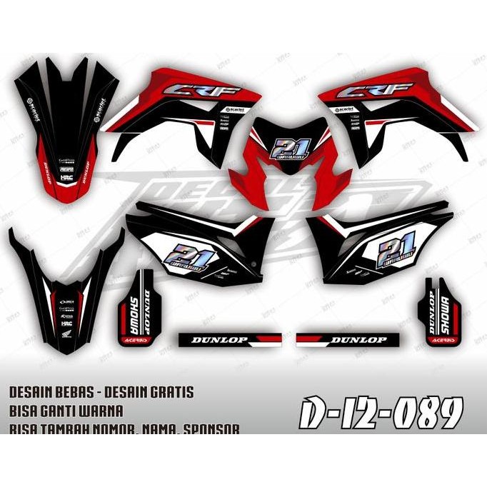 Decal CRF 150 Stiker Motor Honda fullbody Custom Merah Hitam Kombinasi Hologram