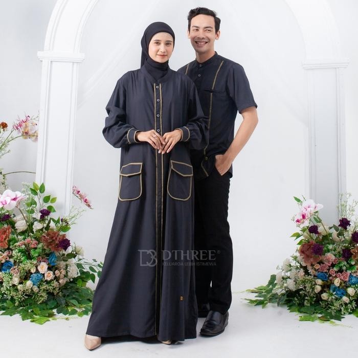 Bsh Dthree - Sarimbit Clareta (Jet Black) Sarimbit Couple Keluarga Muslim/Baju Seragam Keluarga/Sari