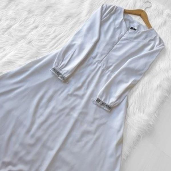 EF Gamis Putih Wanita Polos Busui Terbaru / Fashion Muslim M-L-XL-XXL-XXXL / Gamis Modern 2025 / Gam
