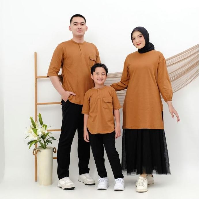 BSH TEESHIRT - Set Couple keluarga Koko dan Tunik / Gamis Ibu Anak Muslim Atasan Bahan Katun combed 
