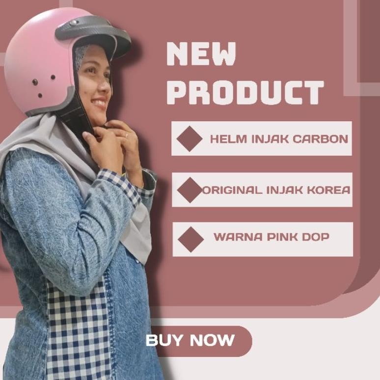 Helm Injak Carbon Original Helm Retro Injak Carbon Pria Wanita Dewasa Pink Dop