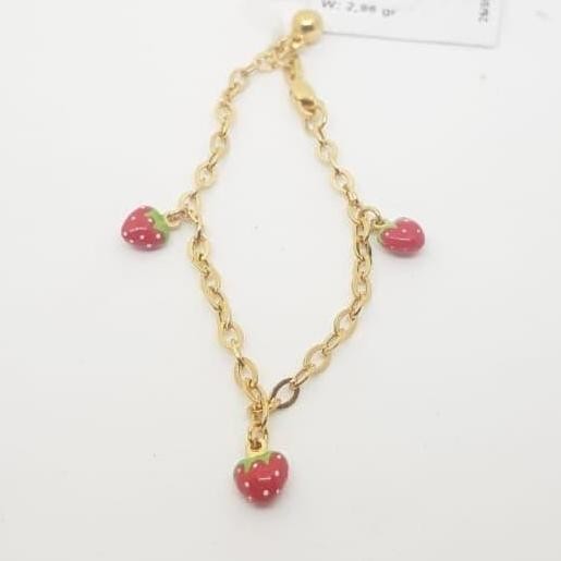 BISA TERMIN gelang emas bayi/gelang anak strawberry - 70% gold