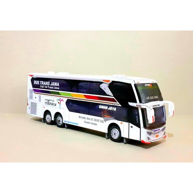 Xd27 Miniatur Papercraft Bus Sinar Jaya Doubel Decker Voyager