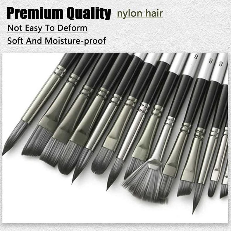 

Terlaris 24Pcs Set Kuas Lukis Melukis Cat Air Minyak Nylon Paint Brush 24 Pcs Lengkap Mb-64