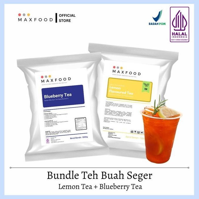 

Baru Maxfood Bundle Teh Buah Lemon Tea + Blueberry Tea 1Kg - Powder Drink Duo Rasa