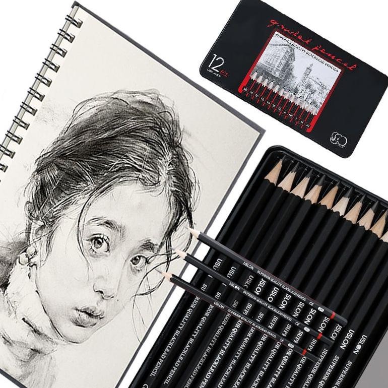 

Termurah 12Pcs/Set Drawing Pencil Set 2H-8B Sketch Pencil Set Pensil Sketsa Set Pensil Gambar Lengkap Vb-8