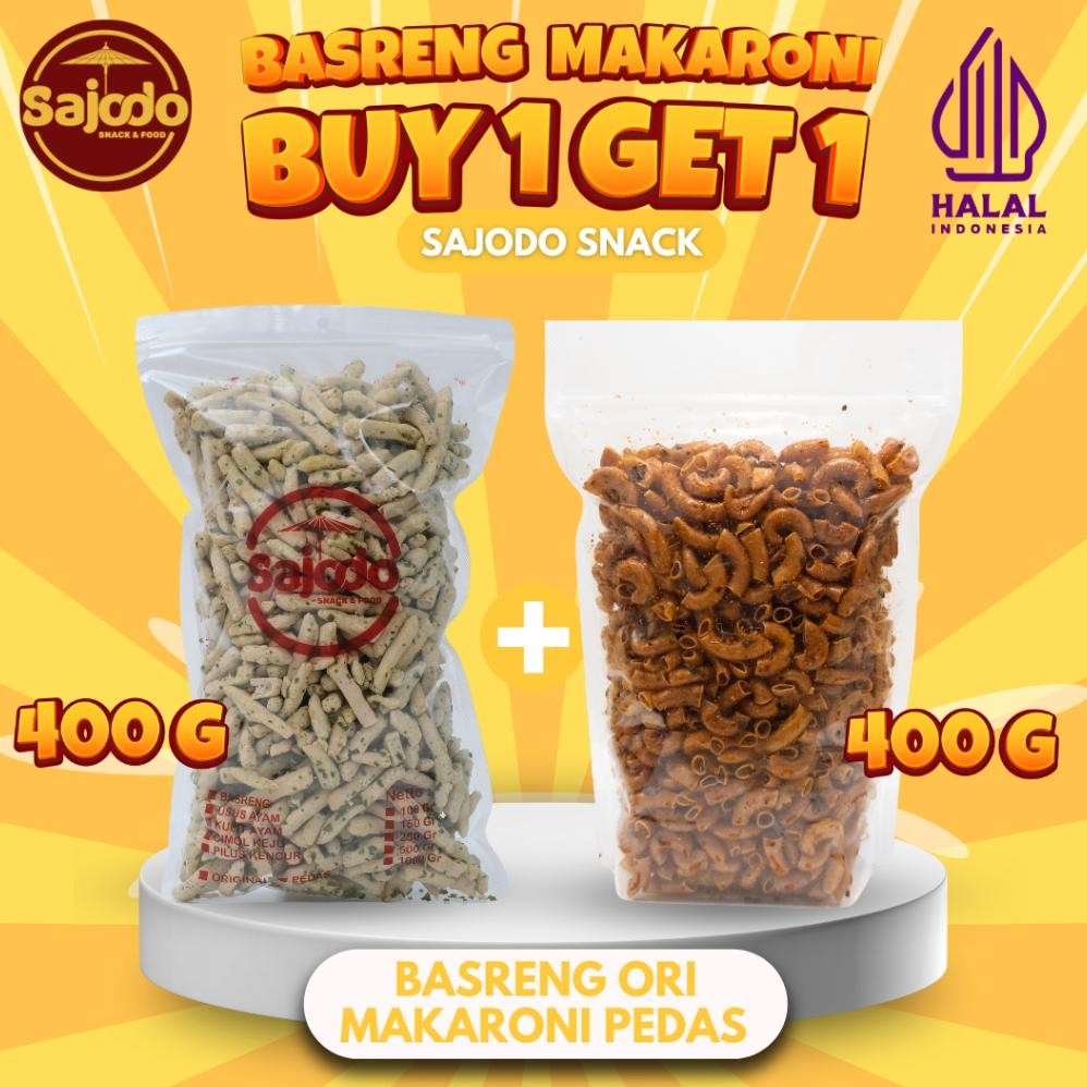 

Special Buy 1 Get 1 Basreng 400 Gram + Makaroni Cikruh 400Gram By Sajodo Snack Dh-68