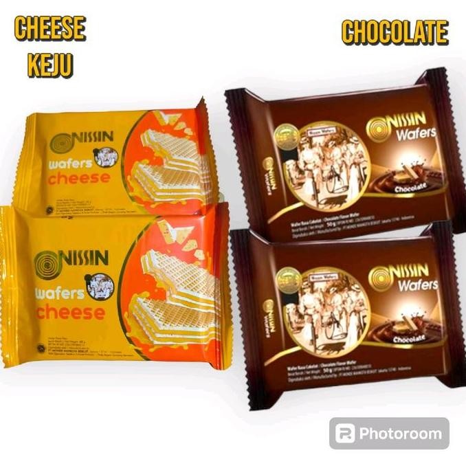 

wafers Nissin 1 karton isi 60 pcs rasa coklat atau keju Food Camilan Snacks Cookies