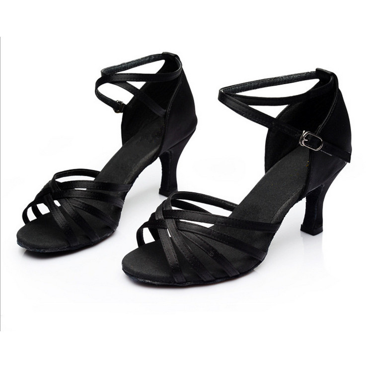 New Latin Dance Shoes Mid-High Heel Dance Shoes Latin Dance Satin Latin Dance Shoes Indoor Silk Sati