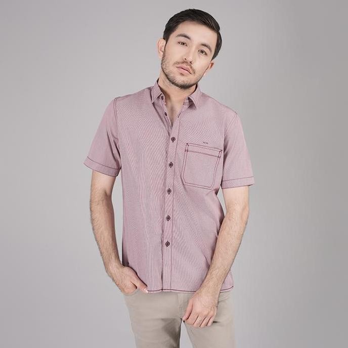 (Expert) LGS - Kemeja Casual Pria - Lengan Panjang - Motif Polos - Merah - CSH.270.S1149.190.C