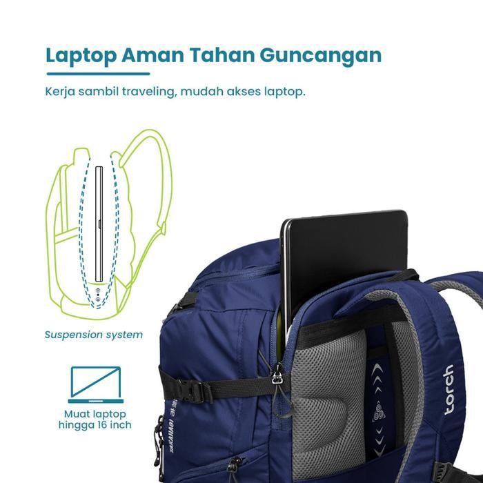 Torch  Takahagi Tas Ransel Travelling Punggung Kerja Laptop Pria Wanita Tahan Air 40 Liter