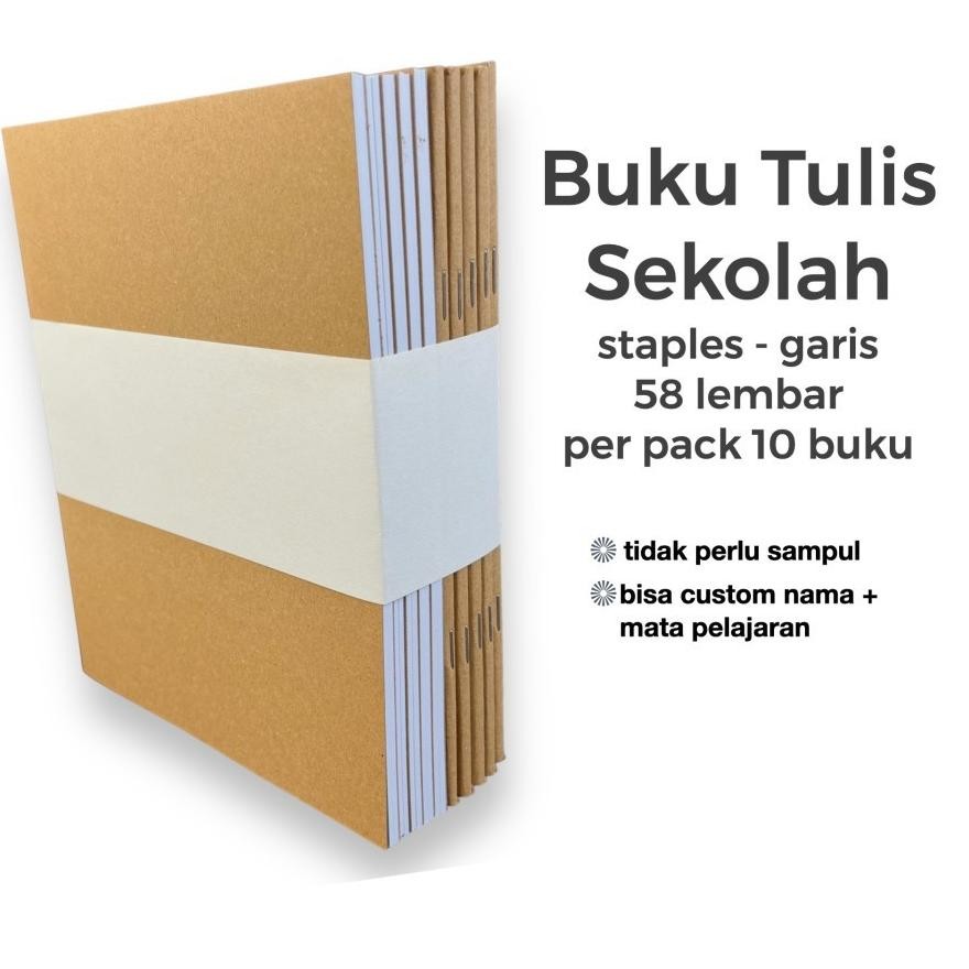 

Siap Kirim Paket Buku Tulis Sekolah 58 Lembar | Cover Polos + Custom Nama & Mapel | 10 pcs