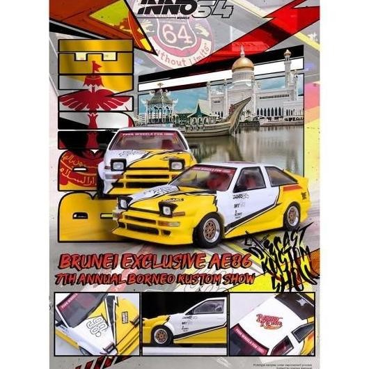 IN64-AE86T-BDKS24 - Inno64 1/64 Toyota Sprinter Trueno AE86 Brunei Diecast Kustom Show 2024