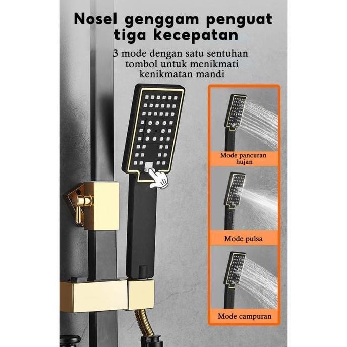 Shower Kamar Mandi 4 Dalam 1 Set Dengan Sprayer Faucet Sprayer / Black Gold Kamar Mandi Shower Set /