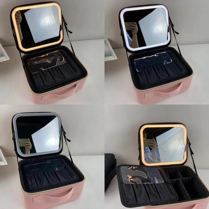 CERMIN LED TAS KOSMETIK TAS MAKE UP CERMIN LAMPU BEAUTY CASE