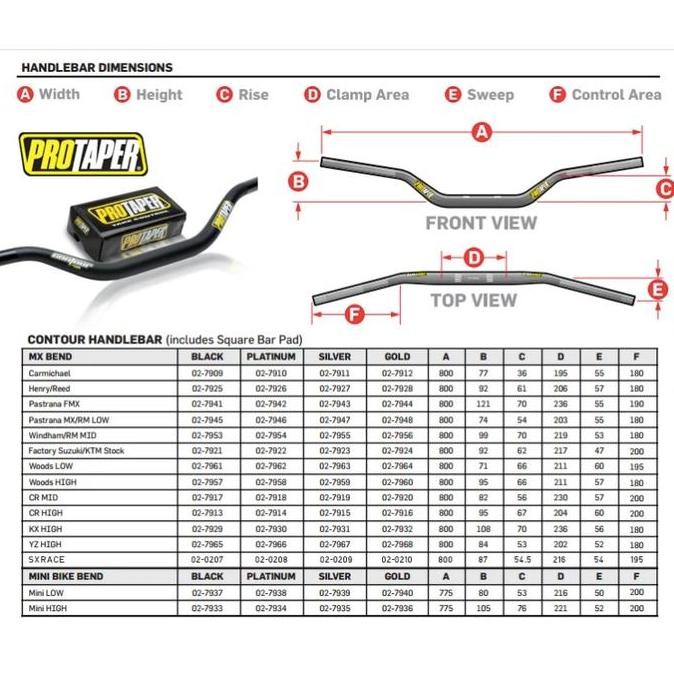 Ready Handlebar Protaper Contour ORIGINAL / Stang Protaper Motor MX Protaper
