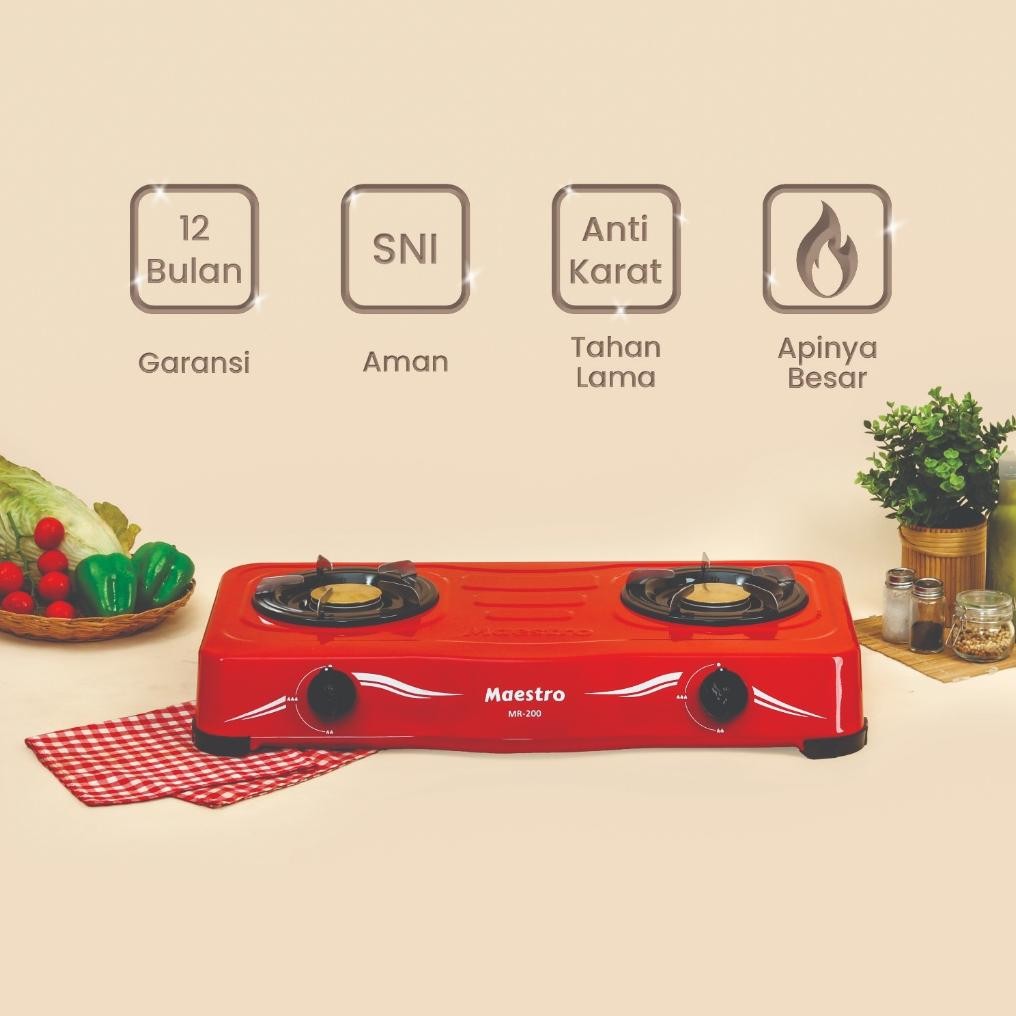 Kompor Gas 2 Tungku MAESTRO MR200, Kompor Gas Maestro Kompor Maestro Kompor 2 Tungku Peralatan Dapur