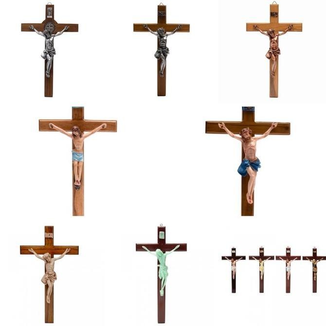 Aneka Salib Gantung Katolik - Salib Dinding Katolik 30Cm - Salib Kayu Katolik Kayu Fiber Resin Pajan