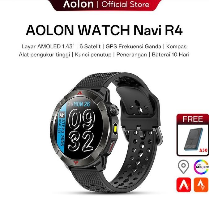 Baru Aolon Navi R4 Gps Smartwatch Pria Ip68 | Bluetooth Call | Dual Gps | Jam Olahraga Tracking Peta