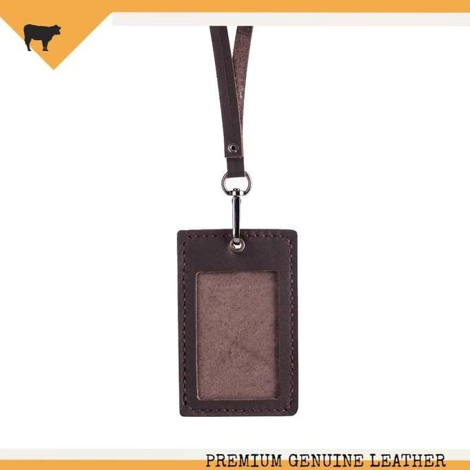 

Name Tag Id Card Holder Kulit Asli Handmade Warna Dark Brown