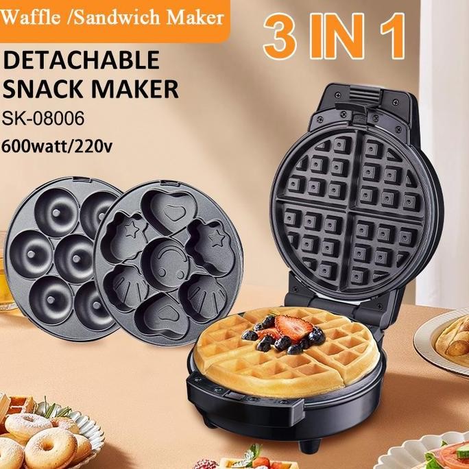 600 WATT WAFFLE & SANDWICH MAKER 3IN1 SANDWICH MAKER CETAKAN SANDWICH WAFFLE MAKER SANDWICH SOSIS WA