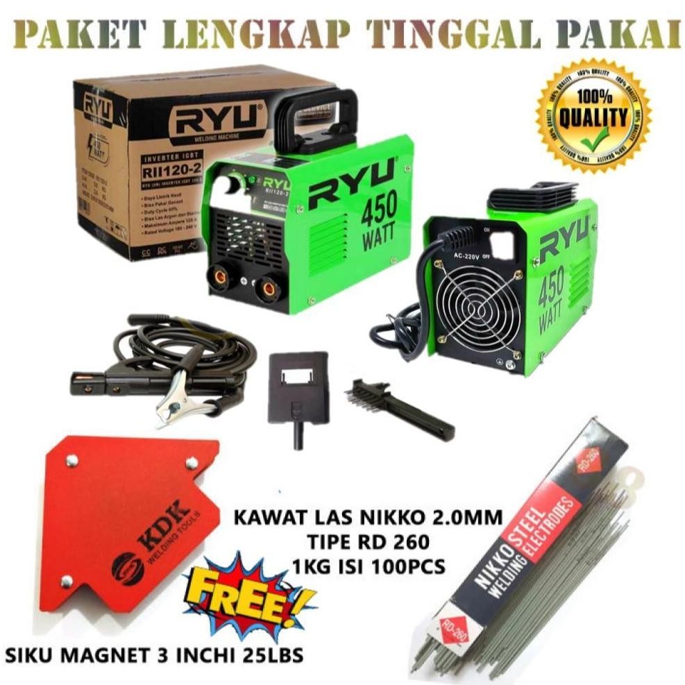 Terlaris Mesin Las Ryu Inverter Mma 120 Igbt 450 Watt / Mesin Las / Mesin Trafo Las / Welding Termur