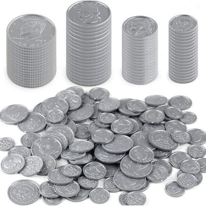 [original] koin dollar amerika plastik props board game aksesoris permainan 100 pcs [terlaris] [terb