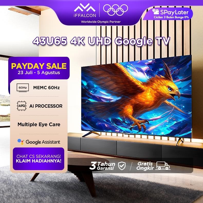 iFFALCON by TCL 43 inch U65 Series Google TV (Android 12) Smart Digital - 4K UHD - Dolby Audio - Goo