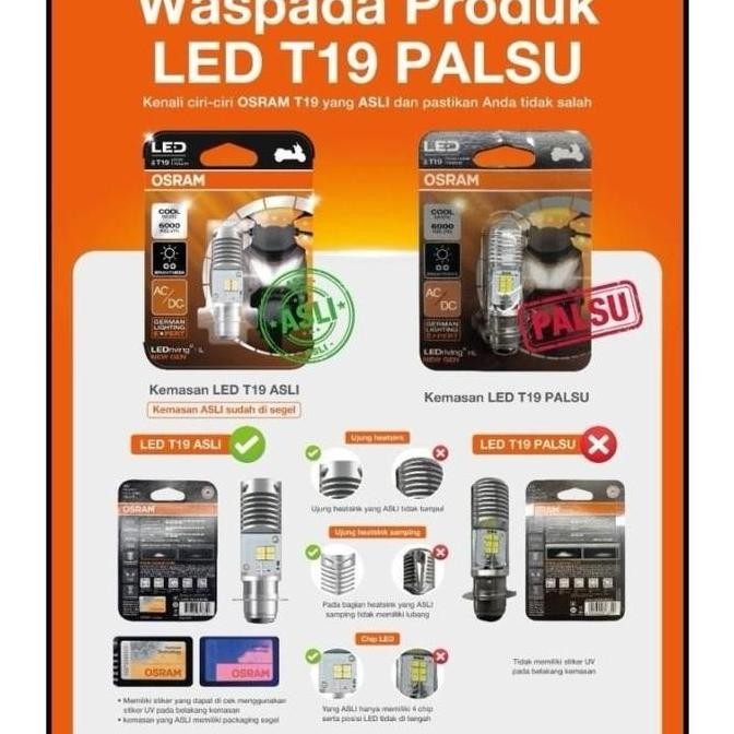 LAMPU MOTOR LED OSRAM PUTIH 6K HS1 H4 HI LO KAKI 3 ARUS AC DAN DC
