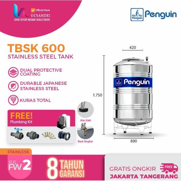 Tangki Air, Toren Air, Tandon Air Penguin Stainless Steel Tbsk 500