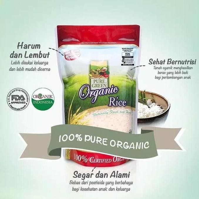 

PAKET 2 - PureGreen Organic Rice Beras Organik Beras Merah 1 kg x 2 pc bs