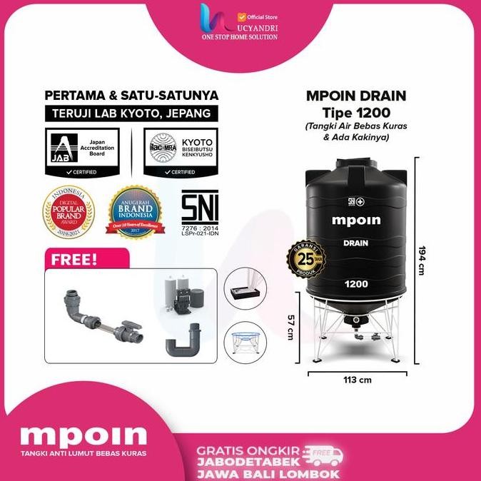 Tangki Air Mpoin 1200 Drain Toren Tandon Tanki 1200 Liter Mpoin Plus