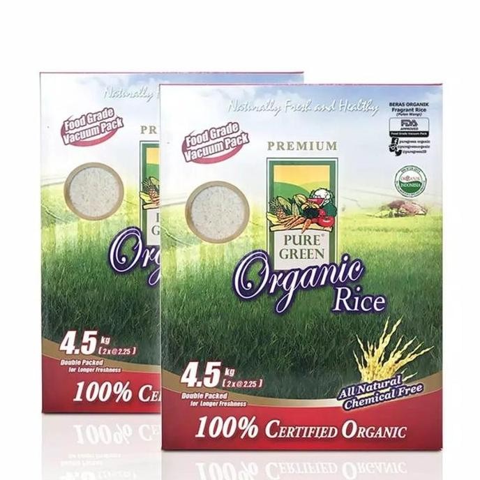 

PAKET 2 - PureGreen Organic Rice Beras Organik Pulen Wangi 4.5 kg x 2 pc bs