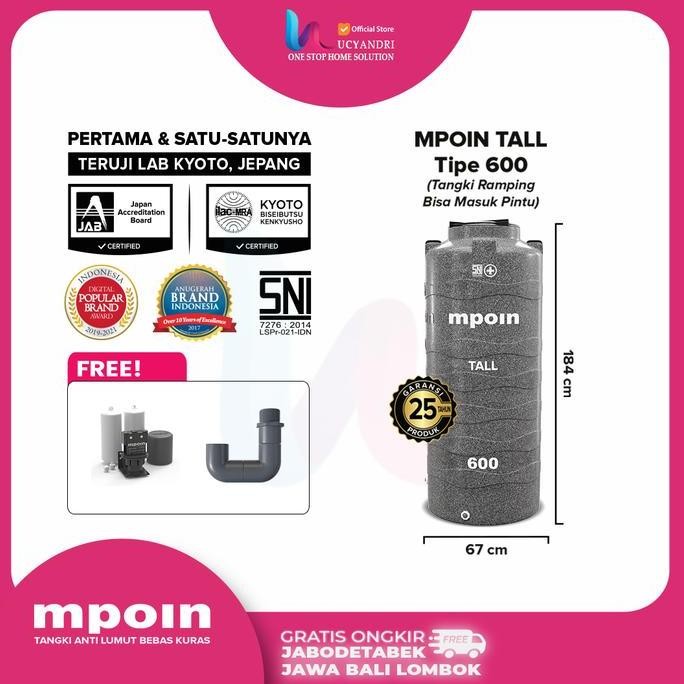 Tangki Air Mpoin 600 Tall Toren Tandon 600 Liter