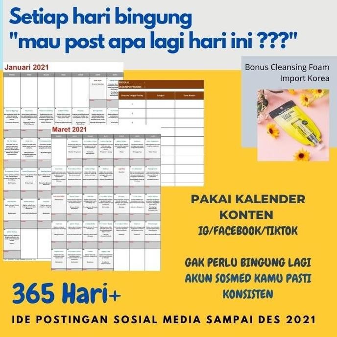 

Tersedia Template Kalender Sosial Media Lengkap 2021 + Bonus Desain Konten Planner