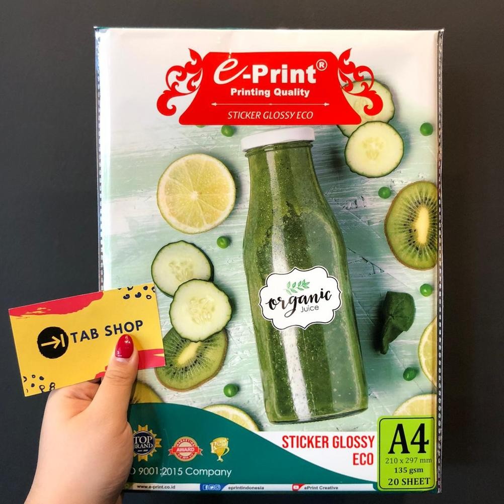 

Tab Shop - Eprint Kertas Stiker Mengkilap Ekonomis A4 135 GSM - E-Print Glossy Sticker Eco Photo Paper A4 135 GSM 20 Sheets Nugi