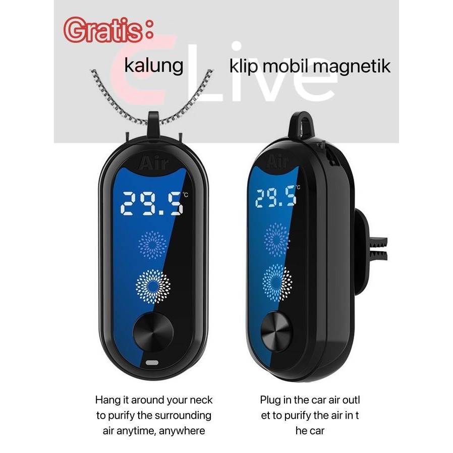 Protable Mini Anion Air Purifier Necklace Kalung Air Purifier Inoizer