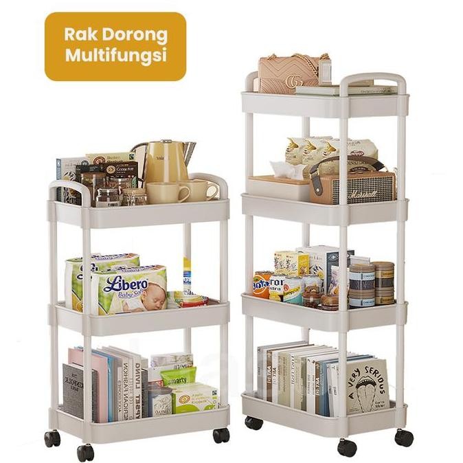 Inaso Rak Susun serbaguna Dapur Troli Rak Lantai Beroda Kamar Mandi Tempat Penyimpanan Rak Skincare 