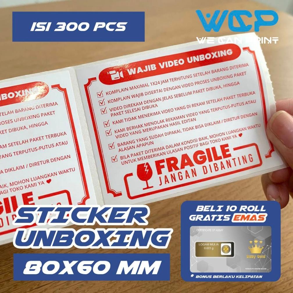 

Label Sticker FRAGILE 80x60 Wajib Video Unboxing Stiker Jangan Dibanting 80 x 60 mm Nugi