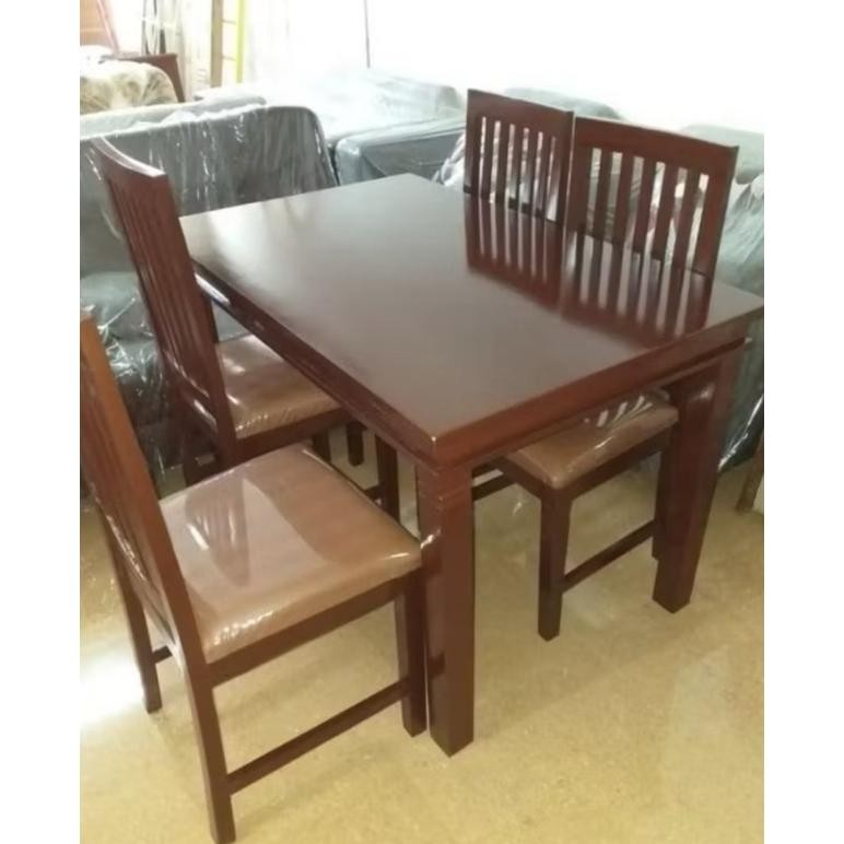 MEJA MAKAN MINIMALIS (SET 4 KURSI dan 6 KURSI) KAYU MAHONI Nugi