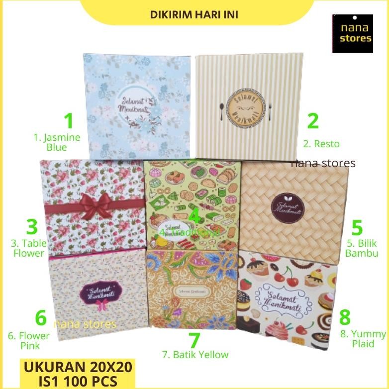 100 Pcs Dus Nasi, Kotak Nasi, Box Nasi, Dus Makanan, Dus Catering, Dus Modern Ukuran 20x20 Nugi
