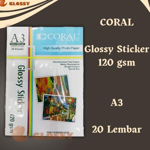 

CORAL Glossy Sticker A3 120 gsm Kertas Stiker Glossy Photo Nugi