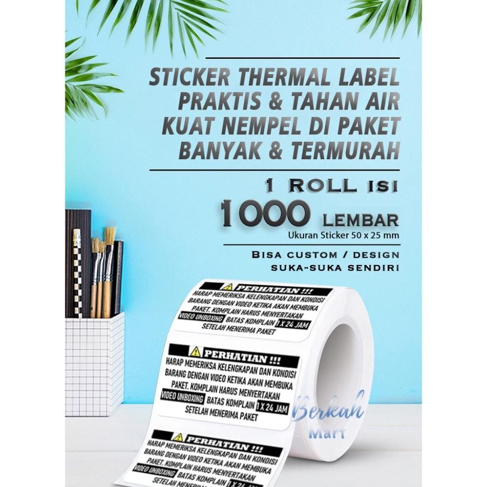

STIKER LABEL VIDEO UNBOXING / VIDEO BUKA PAKET CUSTOM REQUEST STICKER FRAGILE BARANG MUDAH PECAH 1000 LEMBAR Uk 50 mm x 25 mm STIKER THERMAL TEMPEL TERMAL not RESI 100 x 150 180 Nugi