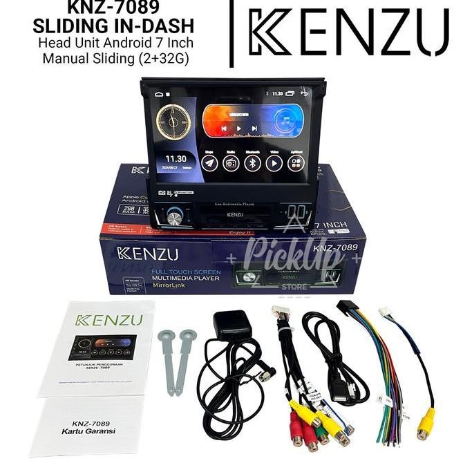 * Head Unit Android Single Din Kenzu-7089 Sliding Indash *