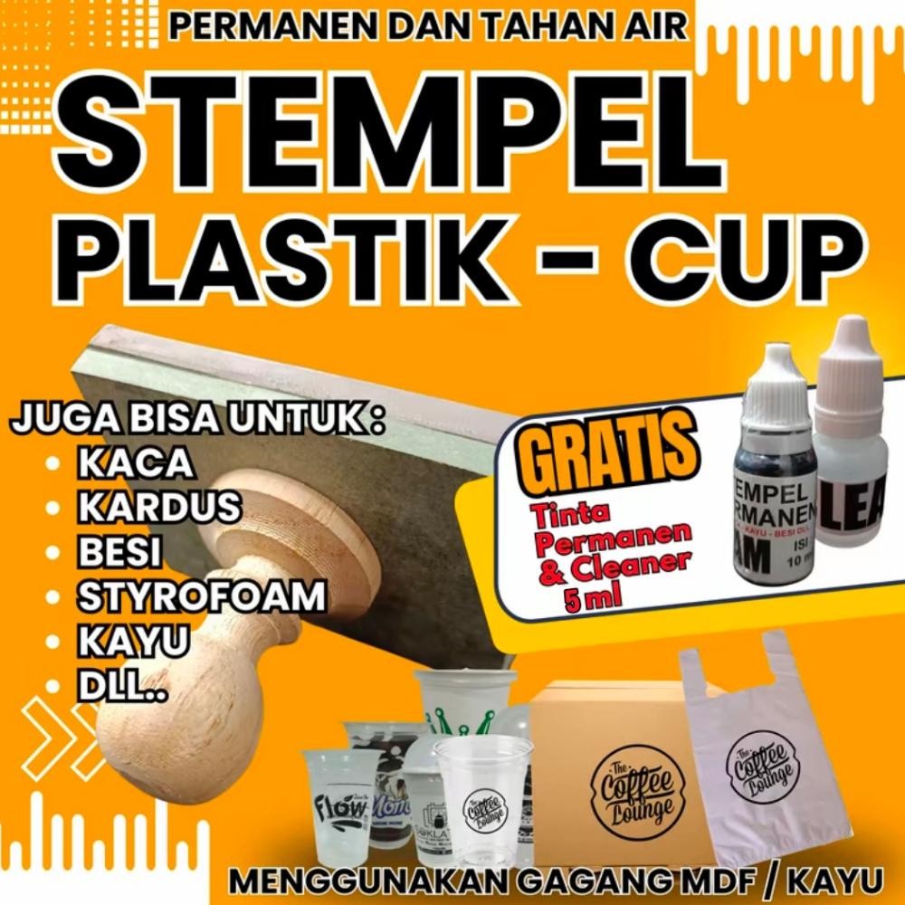 

Stempel Plastik / Stempel Cup / Tinta Permanen Waterproof Free Tinta Nugi